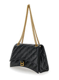 Balenciaga Women 'Crush M' Black Crossbody Bag With B Logo In Crush Quilted Leather Woman