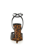 Saint Laurent Women 'Scandale' Black Wedges With Animalier Print In Patent Leather Woman
