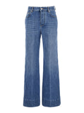 Bottega Veneta Women 'Vintage Indigo' Blue Jeans With Turn-Up Hem In Cotton Blend Woman