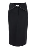 Alexander Mcqueen Women Black Skirt With Foldover Waist And Rear Single Slit In Wool Woman