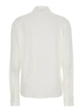 Alexander Mcqueen Women White Blouse With Scarf Detail On The Front In Silk Woman