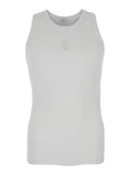 Alexander Mcqueen Men White Top With Upside Down Skull Embroidery On The Front In Cotton Jersey Man