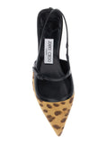 Jimmy Choo Women 'Didi' Brown Slingback Pumps With Leopard Motif And Sculpted Heel In Leather Woman