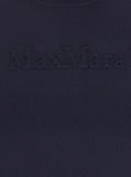 Max Mara Women Blue Crewneck T-Shirt With Tonal Logo Lettering On The Front In Viscose Blend Woman