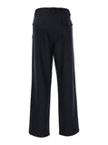 Moncler Men Blue Pants With Drawstring Elastic Waist And Logo Patch On The Rear In Wool Man