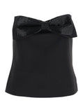 Self-Portrait Women Black Sleeveless Top With Bandeau Neckline In Tech Fabric Woman