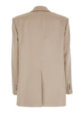 The Andamane Women 'Guia' Beige Single-Breasted Jacket With Notched Revers And Shoulder Pads In Wool Blend Stretch Woman