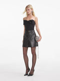 Self-Portrait Women Black Sleeveless Top With Bandeau Neckline In Tech Fabric Woman