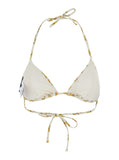 Versace Women White Bikini Top With All-Over Chain Print In Tech Fabric Stretch Woman