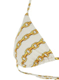 Versace Women White Bikini Top With All-Over Chain Print In Tech Fabric Stretch Woman