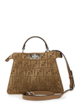 Fendi Women 'Peekaboo Iseeu Small' Brown Handbag With All-Over Ff Motif In Fabric Woman
