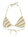 Versace Women White Bikini Top With All-Over Chain Print In Tech Fabric Stretch Woman