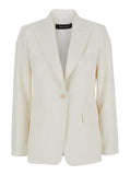 Max Mara Women 'Palchi' White Jacket With Classic Lapels In Virgin Wool Woman