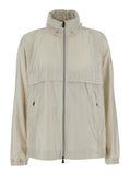 Moncler Grenoble Men 'Negara' Beige Jacket With Logo Print On The Front And Removable Hood In Tech Fabric Man