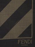 Fendi Men Beige Square Stole With All-Over Striped Motif And Logo Lettering On The Hem In Cotton And Silk Blend Man