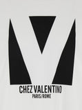 Valentino Men 'Chez' White Crewneck T-Shirt With Maxi Logo Print On The Front In Cotton Man