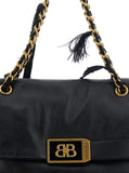 Balenciaga Women 'Modu Flap' Black Crossbody Bag With Logo Plaque On The Front In Leather Woman