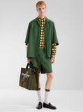 Fendi Men Green Shopper With Vertical Stripes Motif And Fendi Club Patch On The Front In Canvas Man