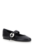 Coperni Women Black Ballerinas With Metallic Logo And Strap In Smooth Leather Woman