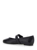 Coperni Women Black Ballerinas With Metallic Logo And Strap In Smooth Leather Woman