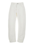 Jil Sander Women White Jeans With Logo Patch On The Rear And Fringed Hem In Denim Woman