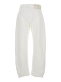 Jil Sander Women White Jeans With Logo Patch On The Rear And Fringed Hem In Denim Woman