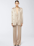 The Andamane Women 'Guia' Beige Single-Breasted Jacket With Notched Revers And Shoulder Pads In Wool Blend Stretch Woman