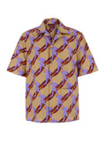 Gucci Men Multicolor Bowling Shirt With Cuban Collar And All-Over Print In Cotton Man