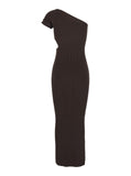 Max Mara Women 'Arda' Brown Long Dress With Cut-Out And One-Shoulder Design In Viscose Blend Woman