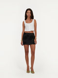 Rotate Women Black Mini Skirt With 3D Floral Details Applied All-Over In Cotton Woman