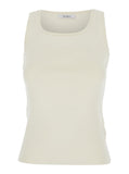 Max Mara Women 'Pentola' White Sleeveless Top With Square Neck And Tonal Logo Lettering Embroidery On The Front In Viscose Blend Woman