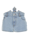 Coperni Women Blue Shorts With Crown-Shaped Design In Cotton Woman