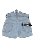 Coperni Women Blue Shorts With Crown-Shaped Design In Cotton Woman