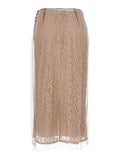 Fendi Women Beige Tube Skirt With All-Over Floral Embroidery In Lace Woman