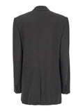 Saint Laurent Women Grey Single-Breasted Jacket With Peak Revers In Silk Woman