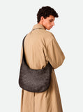 Bottega Veneta Men Brown  Crossbody Bag With Top Zip Closure And Intreccio Motif In Leather For Men