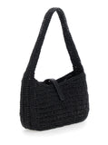 Saint Laurent Women 'Le 5 A 7' Black Mini Shoulder Bag With Single Shoulder Strap And Cassandre Plaque On The Front In Rafia Woman