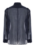 Saint Laurent Men Blue Shirt With Classic Collar And Contrasting Details In Cotton And Silk Man