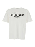 Valentino Men 'Chez' White Crewneck T-Shirt With Maxi Logo Print On The Front In Cotton Man