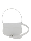 Diesel Women '1Dr' White Shoulder Bag With Oval D Patch In Leather Woman