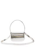 Diesel Women '1Dr' Silver Shoulder Bag  With Oval D Patch In Laminated Leather For Women