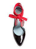 Valentino Garavani Women 'Foliefoliage' Black Pumps Bead Embellishment And Color-Block Design In Leather Woman