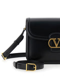 Valentino Garavani Men Black Shoulder Bag With Vlogo Detail On The Front In Leather Man