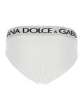 Dolce & Gabbana Men White Briefs With Elastic Waist And Logo Lettering In Cotton Man