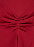 Victoria Beckham Women Red Crewneck Midi Dress With Gathered Waist And Rear Zip Closure In Viscose Blend Woman