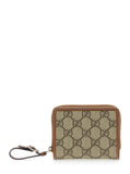 Gucci Women Beige Wallet With Snap Button And Zip Closure In Gg Canvas Woman