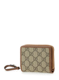 Gucci Women Beige Wallet With Snap Button And Zip Closure In Gg Canvas Woman