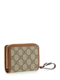 Gucci Women Beige Wallet With Snap Button And Zip Closure In Gg Canvas Woman