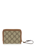 Gucci Women Beige Wallet With Snap Button And Zip Closure In Gg Canvas Woman
