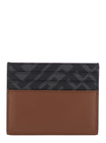 Fendi Men Brown Card Holder With Ff Plaque On The Front In Leather And Ff Canvas Man